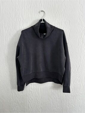 LULULEMON Brushed Softstreme Funnel Neck Sweater Sz 4 Black Grey Athleisure